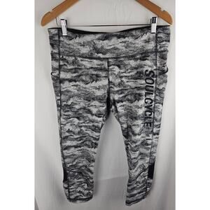 Lululemon x Soulcycle Size 12 Pace Rival Crop Leggings Black White Luxtreme